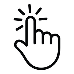 Fototapeta premium Clicking hand cursor icon with radiating lines, symbolizing a tap or selection action on a digital interface