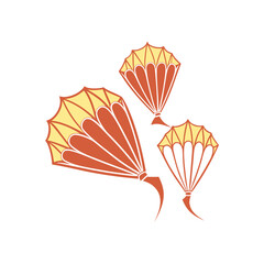 Stylized japanese fan motifs, traditional oriental design elements set.