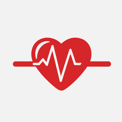 Vibrant Red Heartbeat Icon Symbolizing Health and Vitality on a Clean Background
