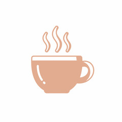 Minimalist vector icon of a steaming hot cup. Ideal for warm beverages, cafe menus, websites, and digital apps, symbolizing comfort, coffee, tea, and relaxation
