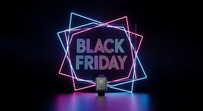 Don't miss out on Black Friday deals for smartwatches, vibrant neon glow in the dark scene - Powered by Adobe
