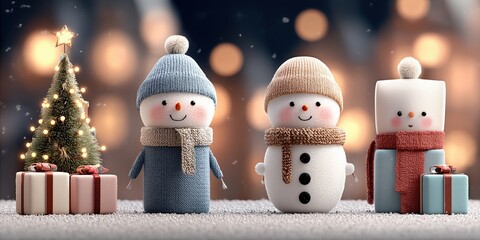 3D snowman cartoon image for Christmas decoration