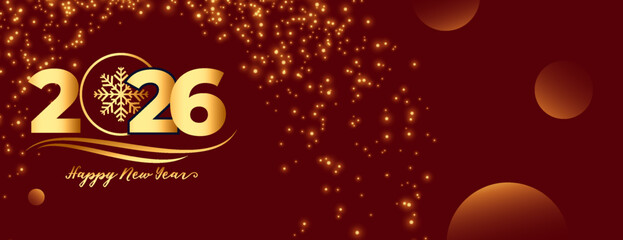 Elegant 2026 Happy New Year Golden Sparkle Banner Design