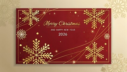 The central text "Christmas & New Year 2026" is displayed in a refined golden font.