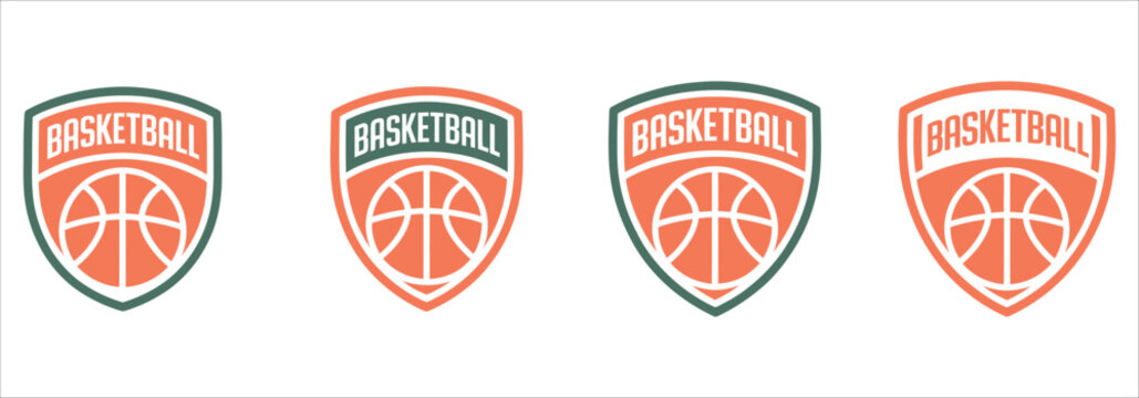 Sporty basketball team logo designs for branding and promotional material, creating a dynamic and energetic feel for sports enthusiasts and club promotions. - Powered by Adobe