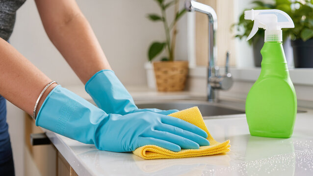 cleaning the kitchen