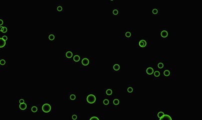 Glowing green bubbles floating on black background abstract motion graphics glowing spheres - Powered by Adobe
