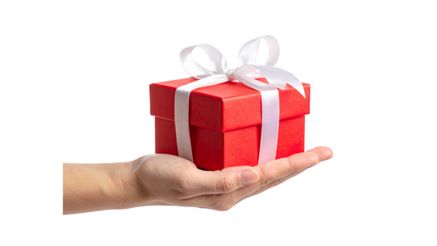 Hand Gift Christmas element with white background