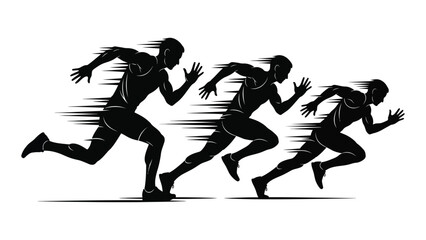 Dynamic sprinters silhouette illustration isolated on white background, Vector