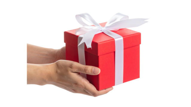 Hand Gift Christmas element with white background