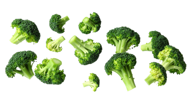 Fresh Green Broccoli Florets Isolated on White Background for Healthy Eating Concepts