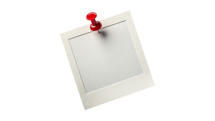 Blank White Polaroid Instant Photo Frame Pinned Isolated on Transparent Background