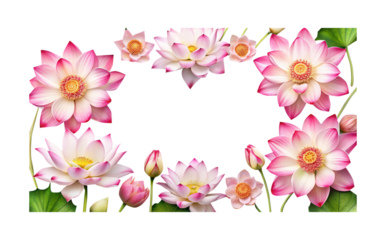 Elegant Lotus Flower Frame with Pink and White Petals for Creative Designs