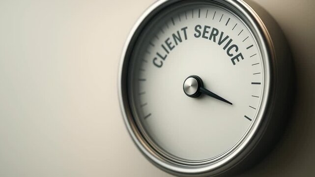 Client service gauge as key business indicator for measuring customer support satisfaction, achieving quality excellence, and driving highest business performance levels