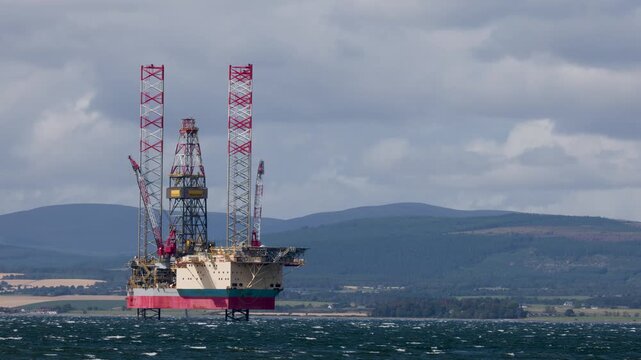 Offshore Oil Rig Stationary in Cromarty Firth, Scotland