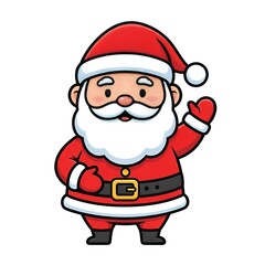 Cute Chubby Cartoon Santa Claus Waving Hand Illustration