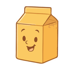 Small yellow milk carton with cute smiling face