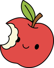 A picture of an apple with one bite.
