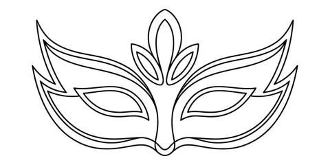 Fototapeta premium Masquerade mask outline vector illustration. elegant black line art drawing of a venetian carnival party mask on a white background. Vector, illustration