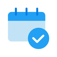 Calendar icon with checkmark completion symbol on black background
