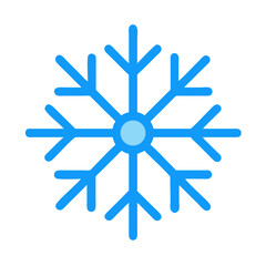 Simple blue snowflake icon on black background illustration