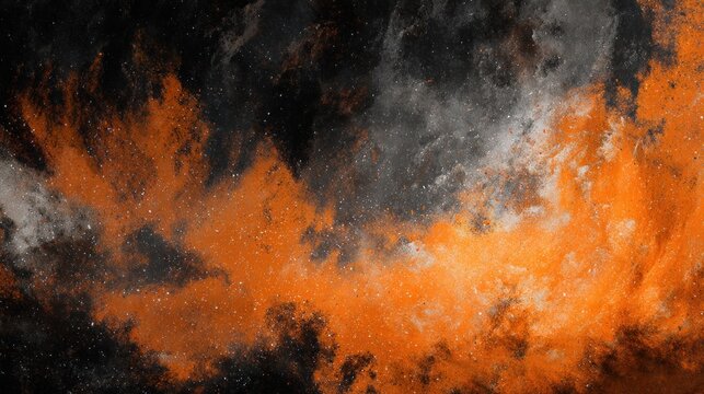 Abstract orange and black powder explosion