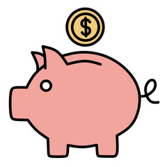 piggy bank flat vector with dollar icon in the coin