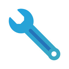 Blue wrench illustration on black background for various uses