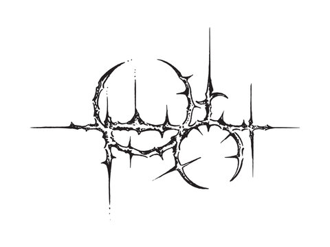 hand drawing neo tribal Tattoo. cyber sigilism illustrations