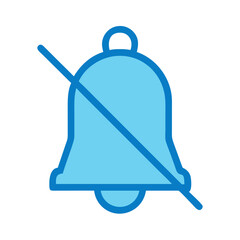 Blue muted notification bell on black background illustration graphic