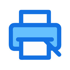 Printer icon with paper output in blue tones