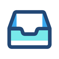 Modern outline inbox icon symbol in blue color tones