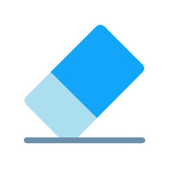 Flat blue eraser floating with line on black background