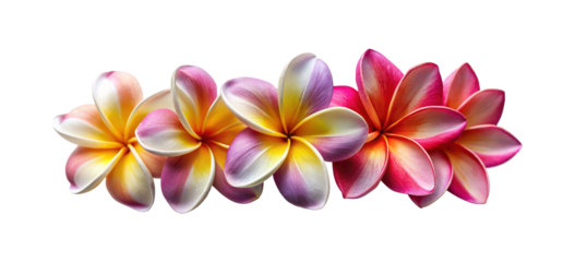 Beautiful Plumeria Flowers with Vibrant Colors Arranged in a Row Pattern