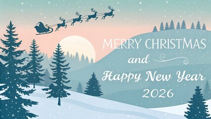 n elegant and festive "Merry Christmas & Happy New Year 2026" greeting card or banner, featuring a rich, deep red background adorned with luxurious golden snowflakes of various sizes.