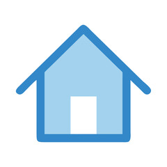 Simple blue home icon on black background design element