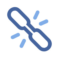 Broken link icon on black background for connection concept