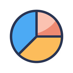 Simple colorful pie chart with three equal segments
