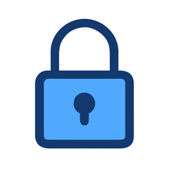 Blue padlock icon on a black background illustration