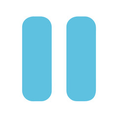 Simple light blue pause icon on a black background