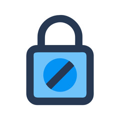 Prohibited access vector icon with blue padlock illustration