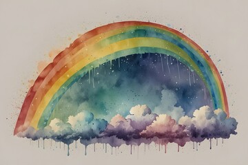 Naklejka premium A rainbow after a thunderstorm clearing