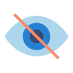 Simple flat eye icon with line through it
