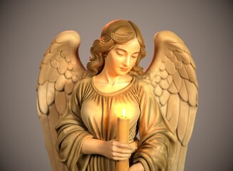 An angel with a candle for Christmas 3d-rendering