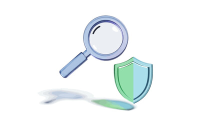 Blue and white background concepts showing a magnifying glass symbol or icon used as a tool for search, zoom, or find on the web