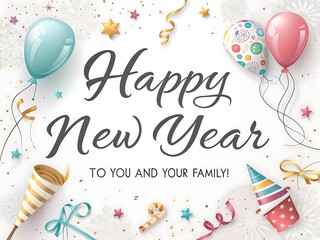 Happy New Year family wishes vector art