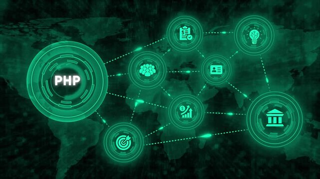 Php programming language global digital network concept