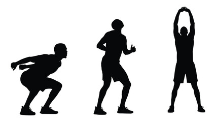 Fitness exercise silhouettes isolated on white background, Vector