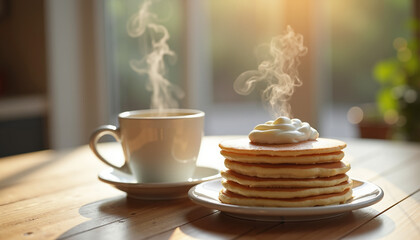 Scarecrow standing in cornfield during sunset with golden light  