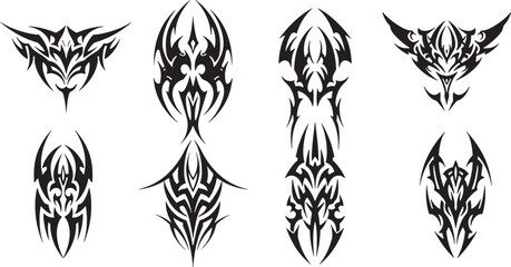 Dynamic Tribal Art Collection of Striking Black Vector Tattoo Designs